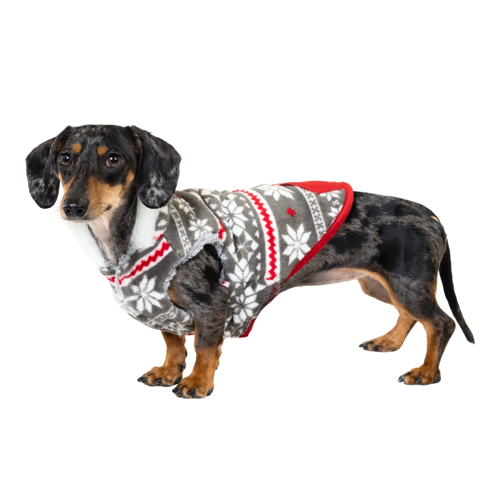 Vibrant Life Winter Coat for Cats & Dogs, Snowflake, Red and White, Extra Small