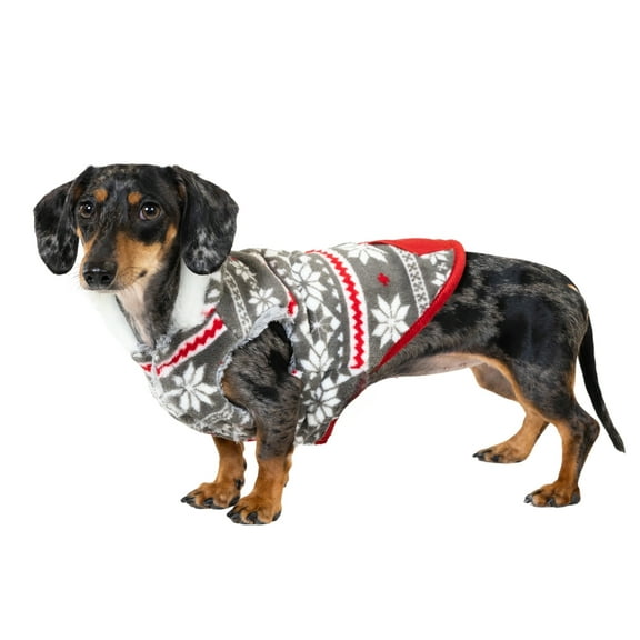 Vibrant Life Winter Coat for Cats & Dogs, Snowflake, Red and White, Extra Small