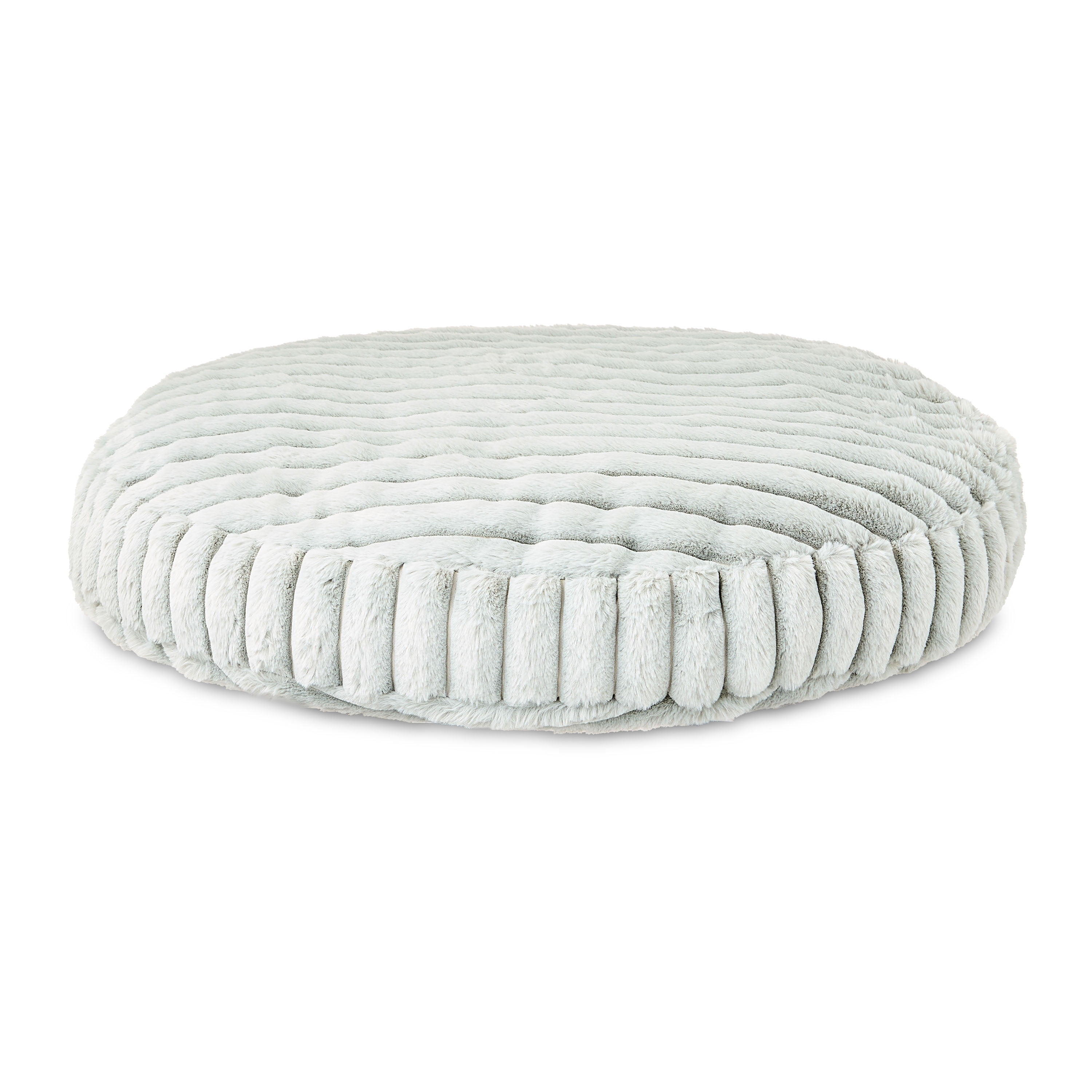 Vibrant Life Large Ribbed Round Orthopedic Pet Bed, Gray, 30"
