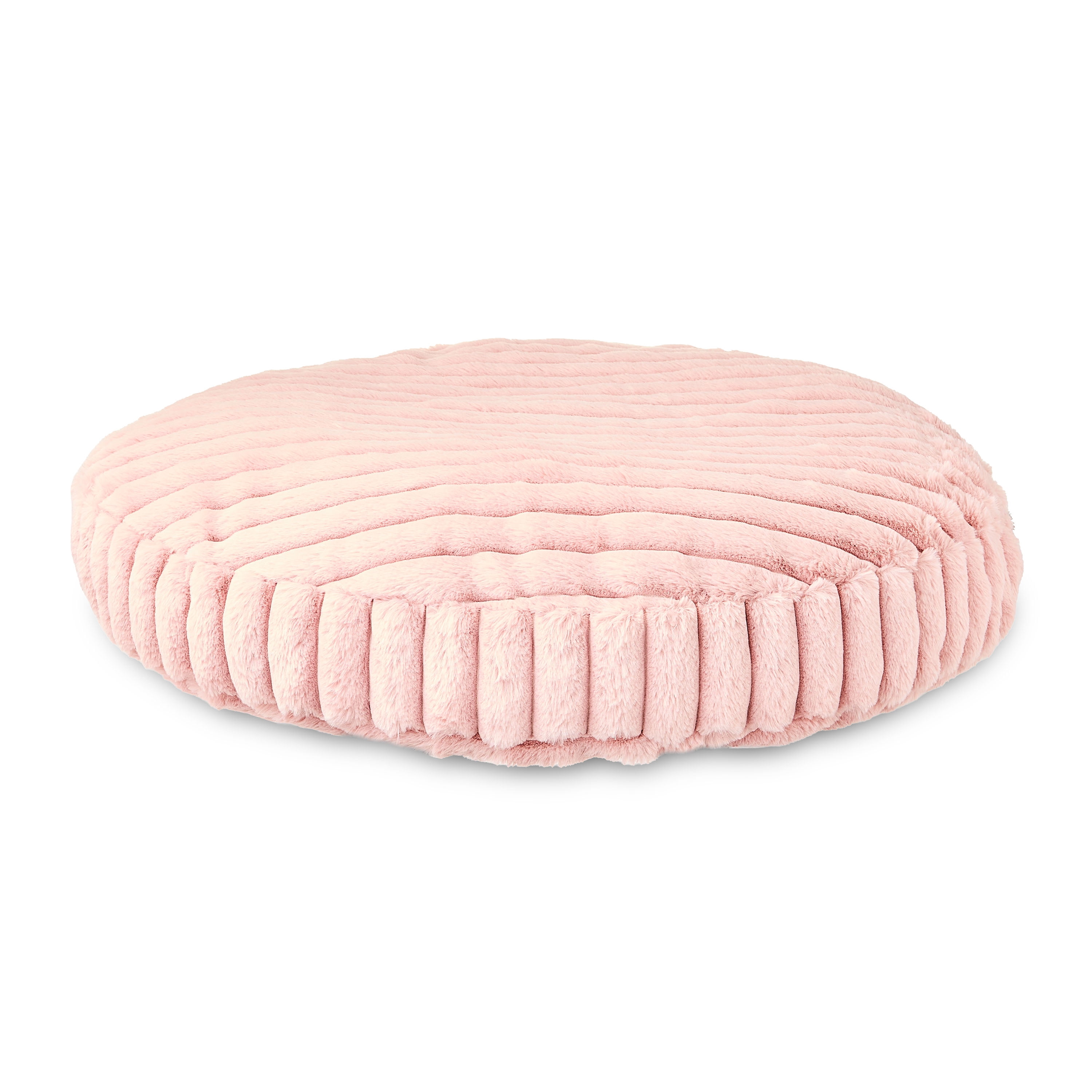 Vibrant Life Large Ribbed Round Orthopedic Pet Bed, Pink, 30"