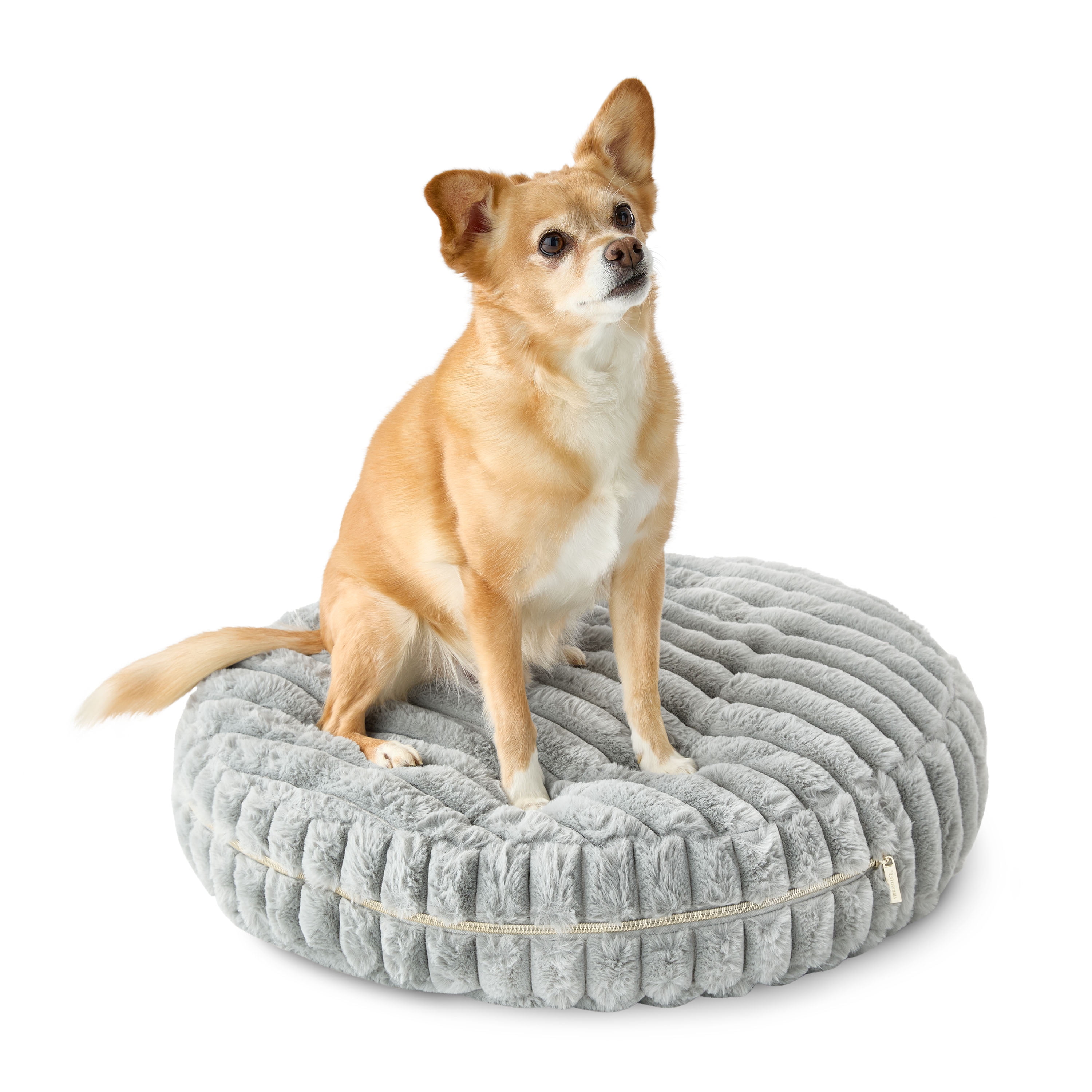 Vibrant Life Medium Round Ribbed Orthopedic Dog Bed, Gray, 24"