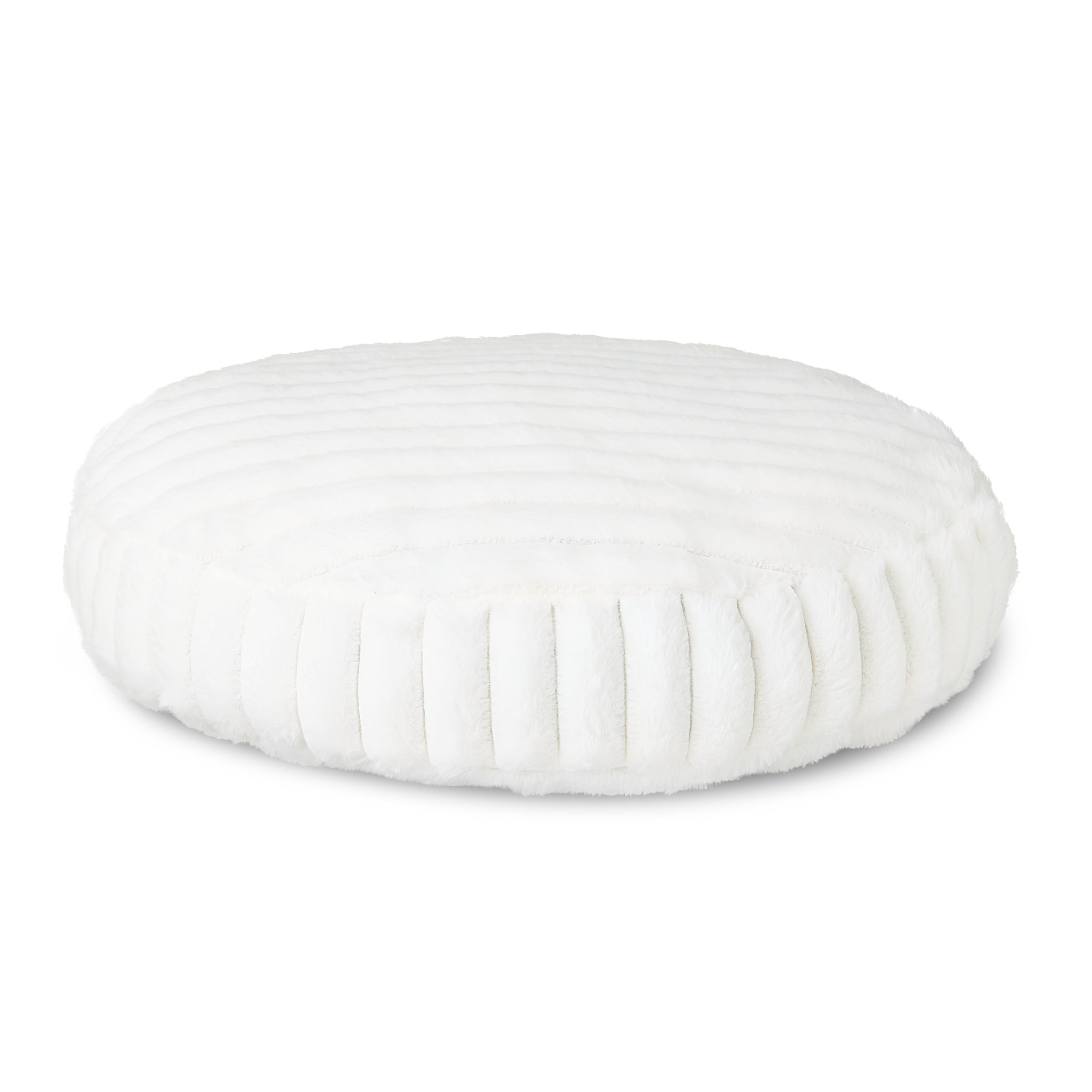 Vibrant Life Medium Ribbed Round Orthopedic Pet Bed, White, 24"