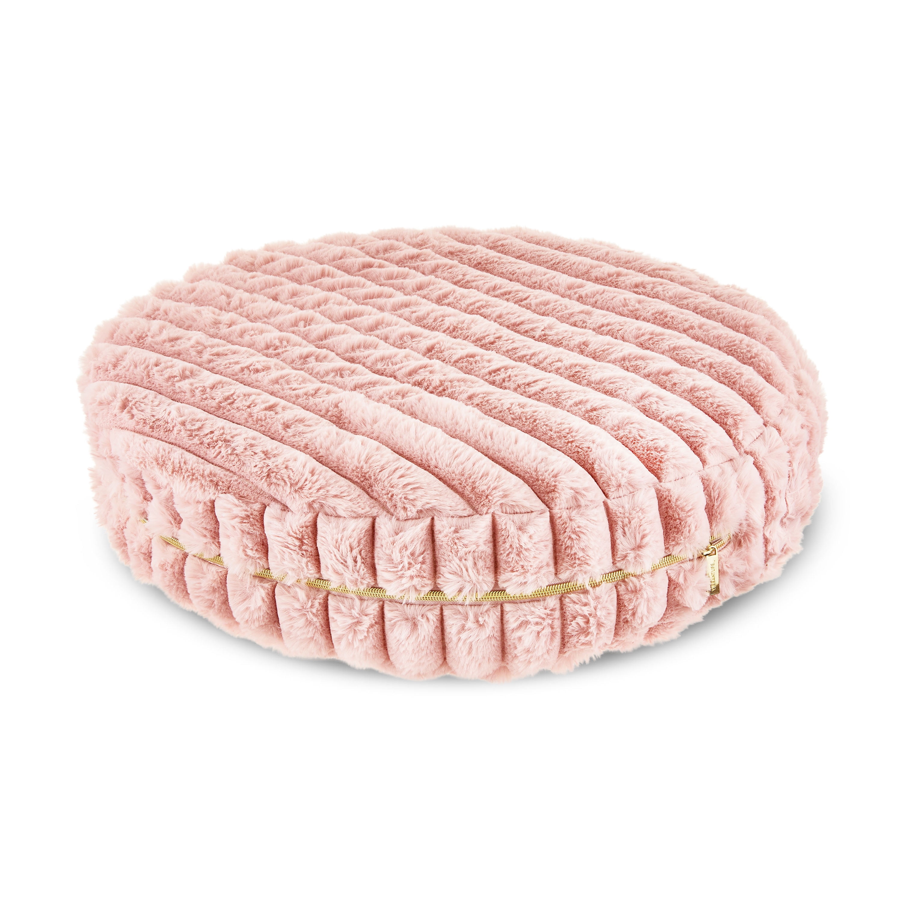 Vibrant Life Small Round Ribbed Orthopedic Dog Bed, Pink, 22"
