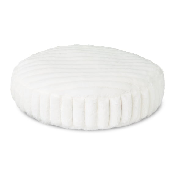 Vibrant Life Small Ribbed Round Orthopedic Pet Bed, White, 22"