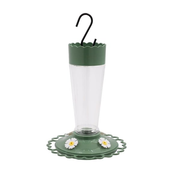 Vibrant Life Plastic Scalloped Tube Hummingbird Feeder, Green, 16 oz Capacity