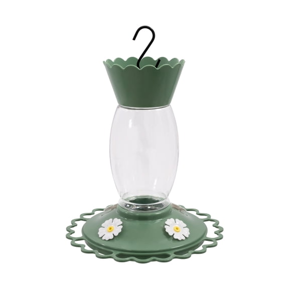 Vibrant Life Plastic Scalloped Tube Hummingbird Feeder, Green, 40 oz Capacity