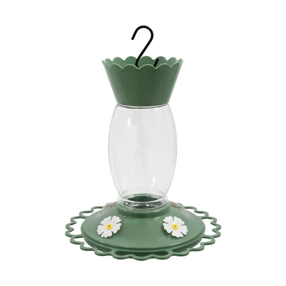 Vibrant Life Plastic Scalloped Tube Hummingbird Feeder, Green, 32 oz Capacity
