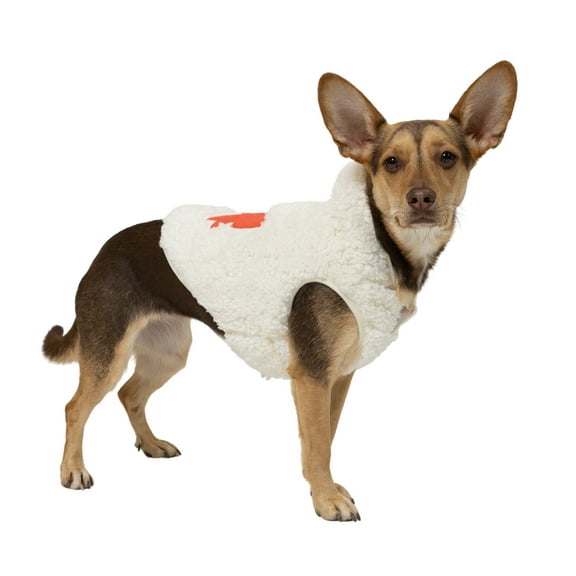 Vibrant Life Medium Sherpa Winter Coat for Dogs with Pink Bow, White