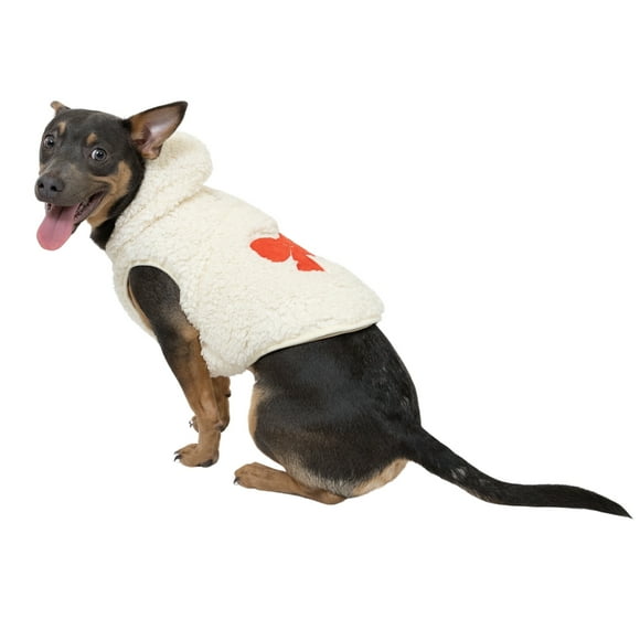 Vibrant Life Winter Coat for Dogs, Sherpa with Pink Bow, White, Small