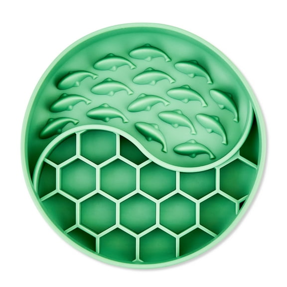 Vibrant Life Silicone Slow Feeder Bowl for Pets, Sage Green Fish
