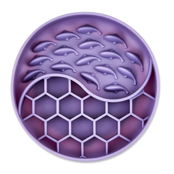 Vibrant Life Silicone Slow Feeder Bowl for Pets, Purple Fish