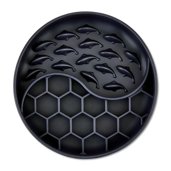Vibrant Life Silicone Slow Feeder Bowl for Pets, Black Fish