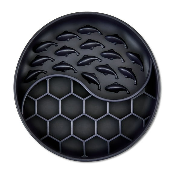 Vibrant Life Silicone Slow Feeder Bowl for Pets, Black Fish