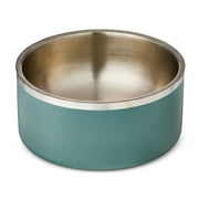 Vibrant Life Large Stainless Steel Double Wall Dog Bowl, Green