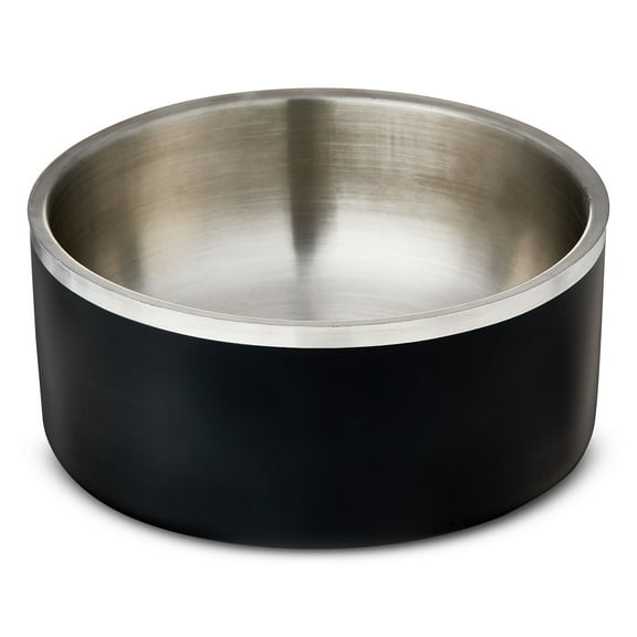 Vibrant Life Large Stainless Steel Double Wall Dog Bowl, Black