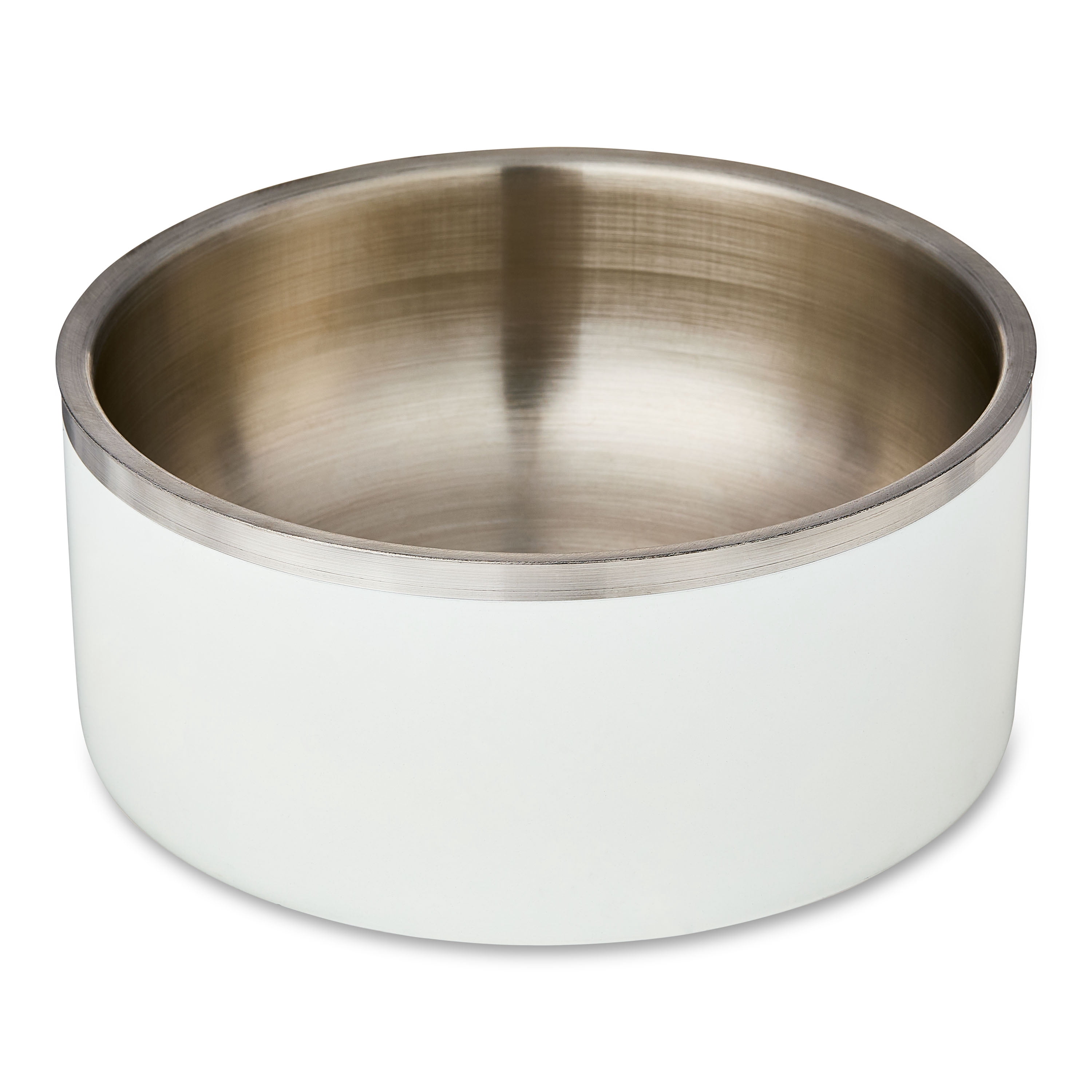 Vibrant Life Large Stainless Steel Double Wall Dog Bowl, White