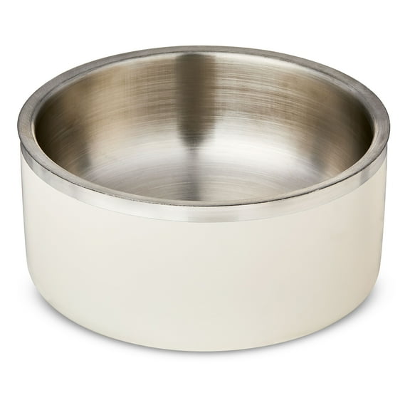 Vibrant Life Medium Stainless Steel Double Wall Dog Bowl, Off-White