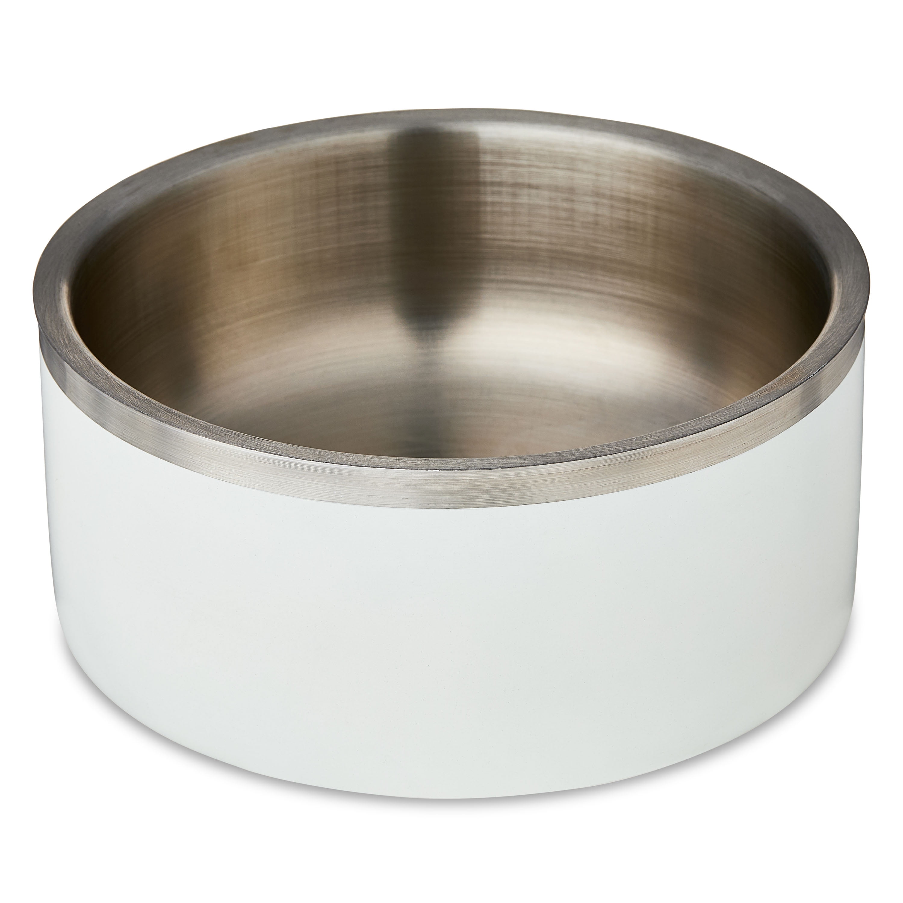 Vibrant Life Medium Stainless Steel Double Wall Dog Bowl, White
