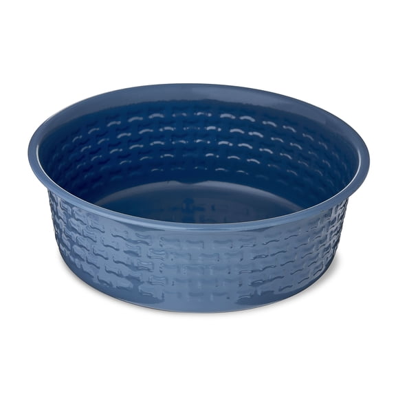 Vibrant Life Large Stainless Steel Embossed Dog Bowl, Blue Bones