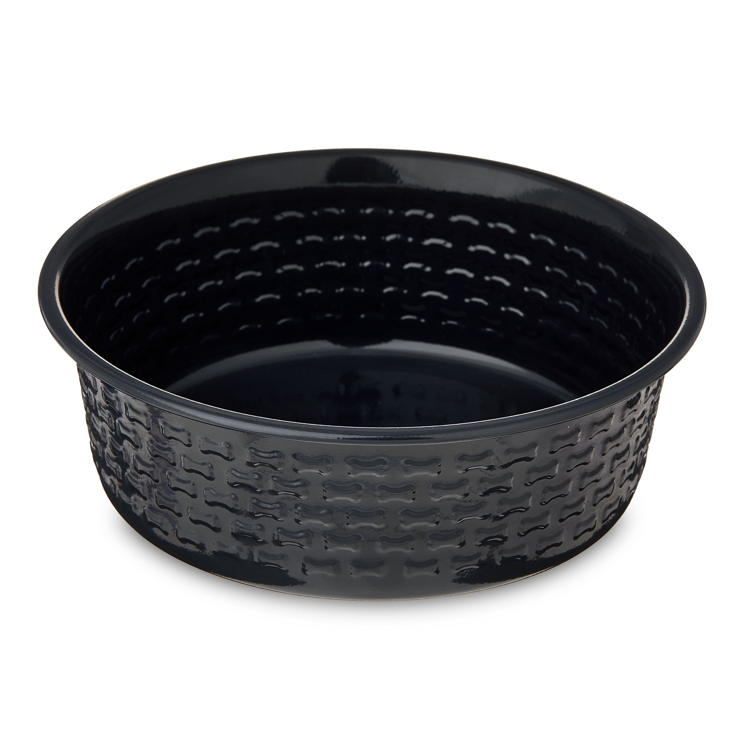Vibrant Life Large Stainless Steel Embossed Dog Bowl, Black Bones