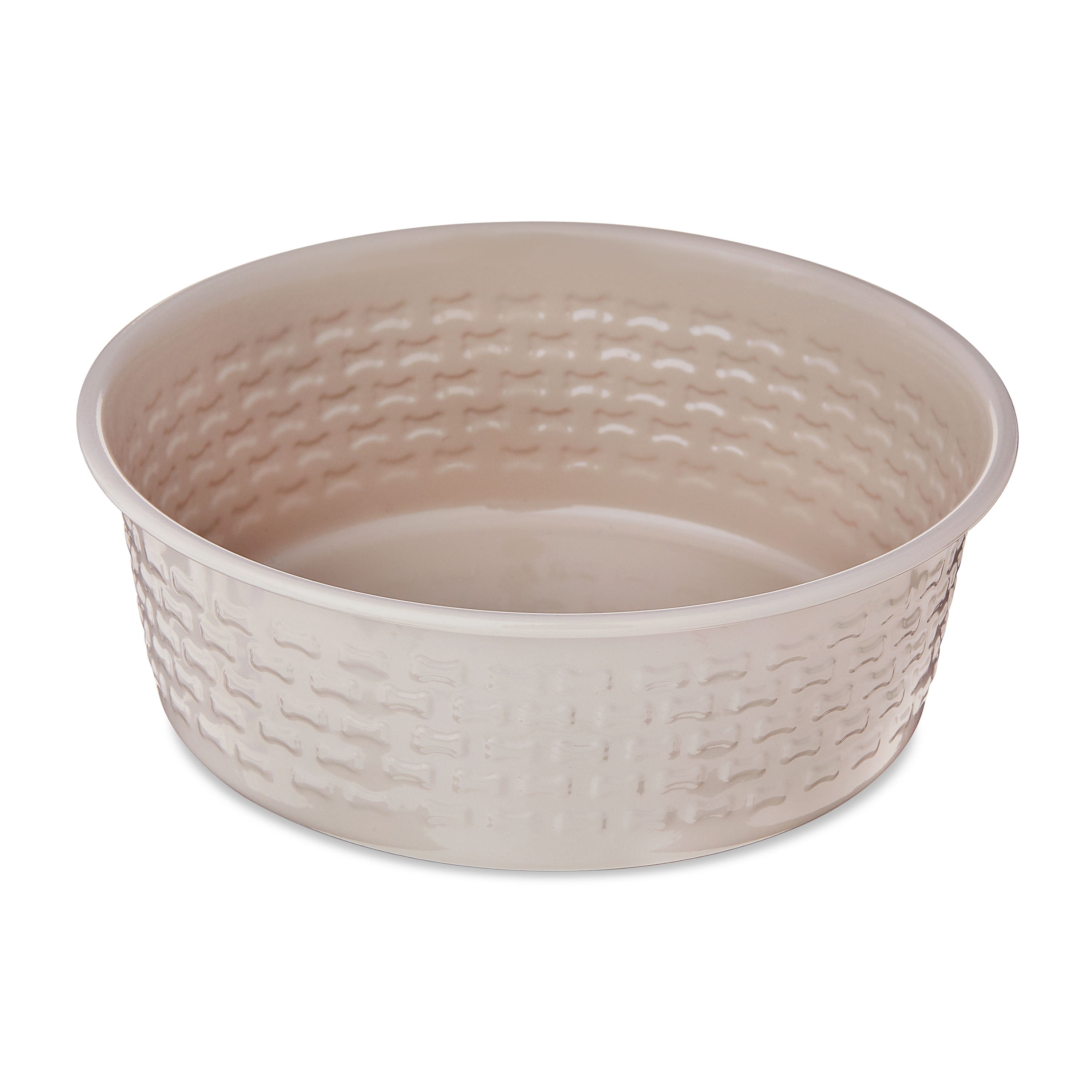 Vibrant Life Large Stainless Steel Embossed Dog Bowl, Off-White Bones