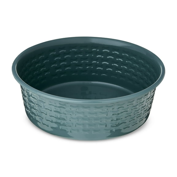 Vibrant Life Large Stainless Steel Embossed Dog Bowl, Green Bones