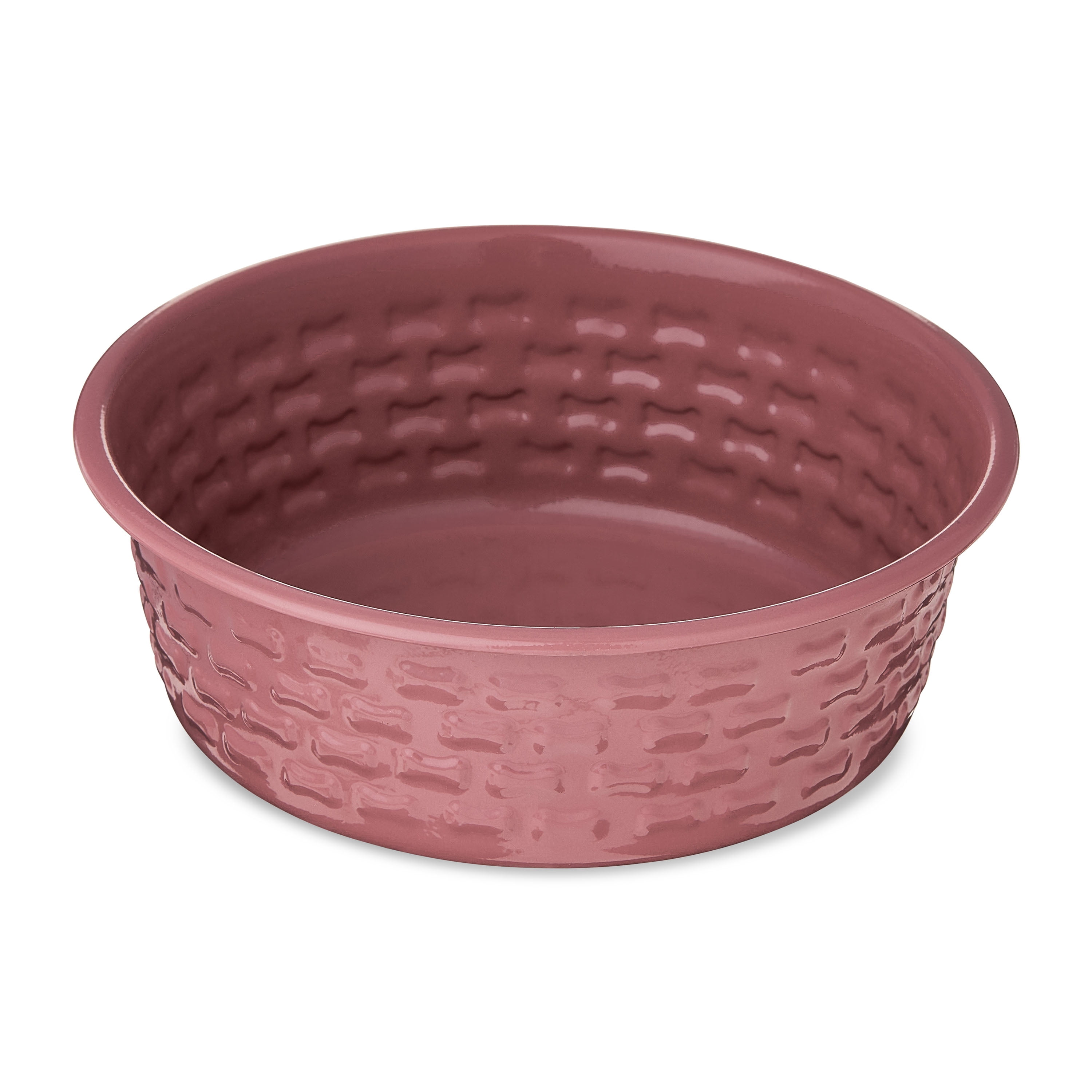 Vibrant Life Medium Stainless Steel Embossed Dog Bowl, Red Bones