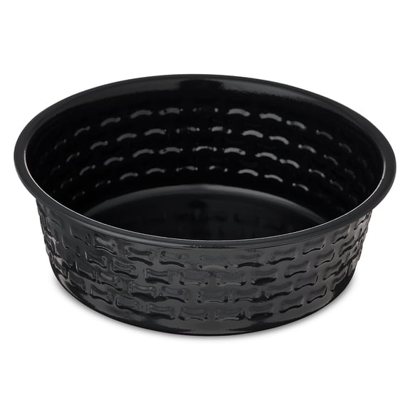 Vibrant Life Medium Stainless Steel Embossed Dog Bowl, Black Bones
