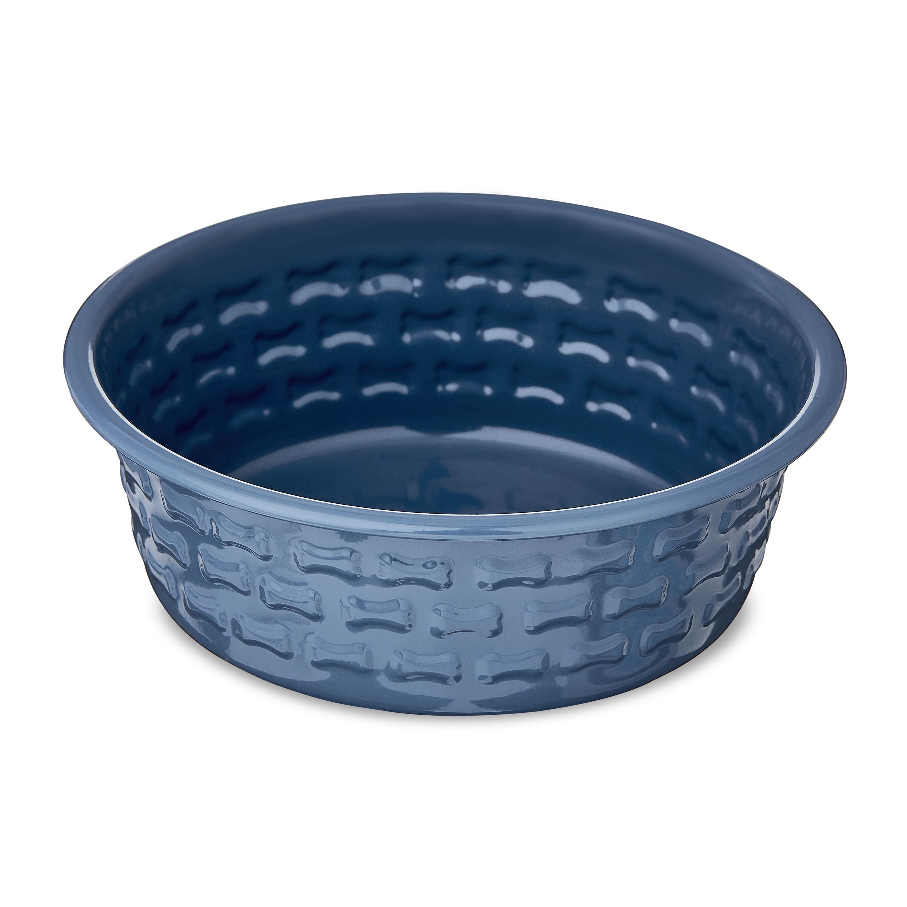 Vibrant Life Small Stainless Steel Embossed Dog Bowl, Blue Bones