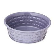 Vibrant Life Small Stainless Steel Embossed Dog Bowl, Purple Bones