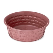 Vibrant Life Small Stainless Steel Embossed Dog Bowl, Red Bones