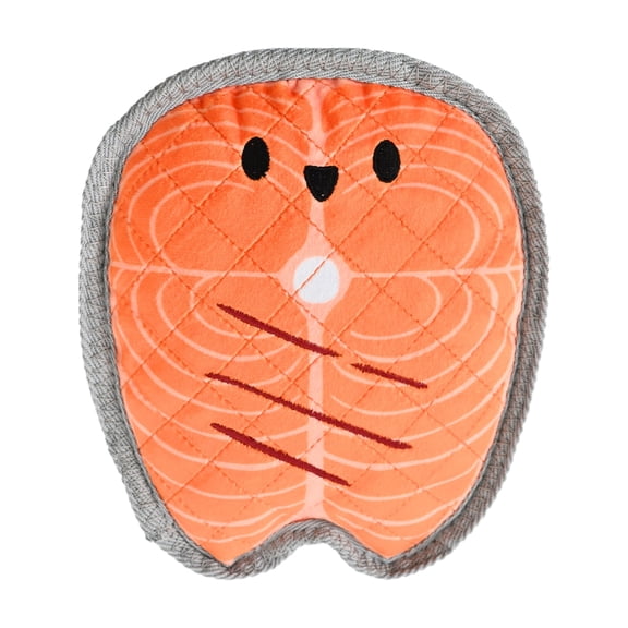 Vibrant Life Multicolor Tough Salmon Plush Dog Toy with Squeaker and Crinkle Paper, Chew Level 3