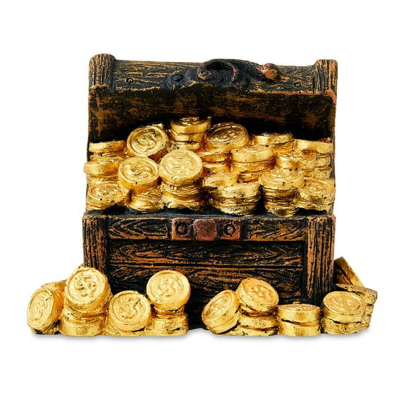 Vibrant Life Treasure Chest Aquarium Decor, Brown, 3.27" x 2.6" x 2.52"