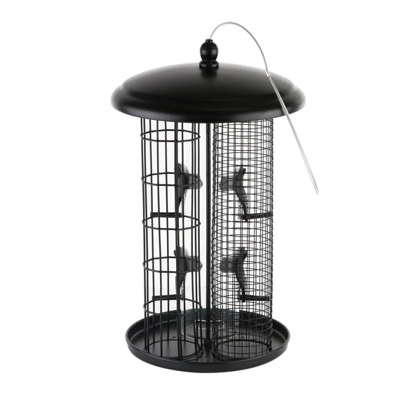 Vibrant Life 4-Perch Triple Tube Bird Feeder, Rich Black, 3.18 lb Capacity