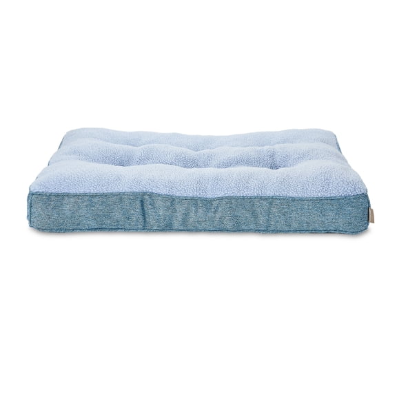 Vibrant Life Medium Tweed and Sherpa Orthopedic Dog Bed, Blue, 35" x 26"