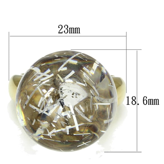 IP Gold(Ion Plating) Brass Ring with Synthetic Synthetic Stone in Clear for Women Clear Stone Color Style VL084 Size 10