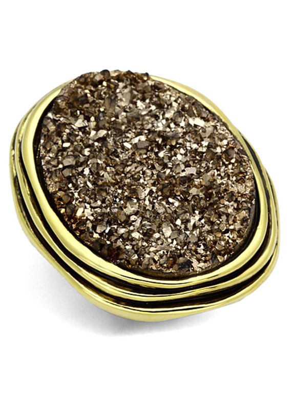 VL085 - IP Gold(Ion Plating) Brass Ring with Synthetic Synthetic Stone in Champagne