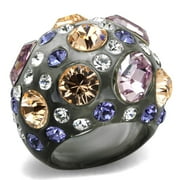 VL114 - Resin Ring with Top Grade Crystal in Multi Color