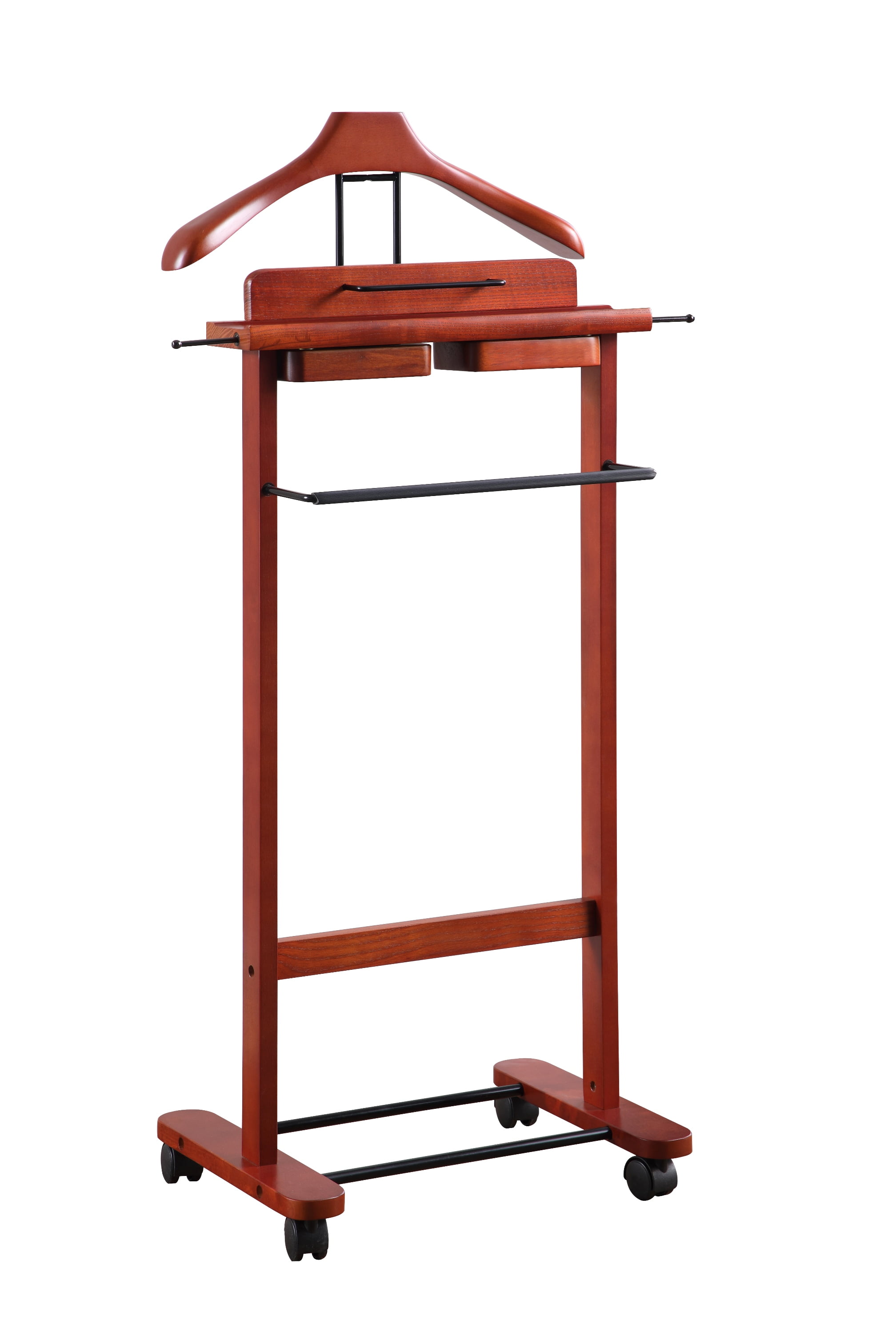 VL16204 Deluxe Wooden Wardrobe Valet in Dark Cherry with Durable
