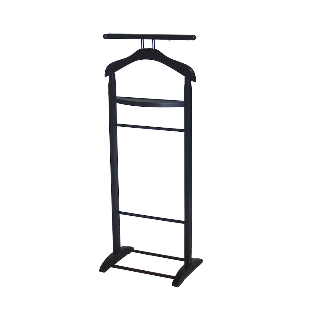 Walnut Wood Knight Valet Stand with Key Rack and Tie Bar