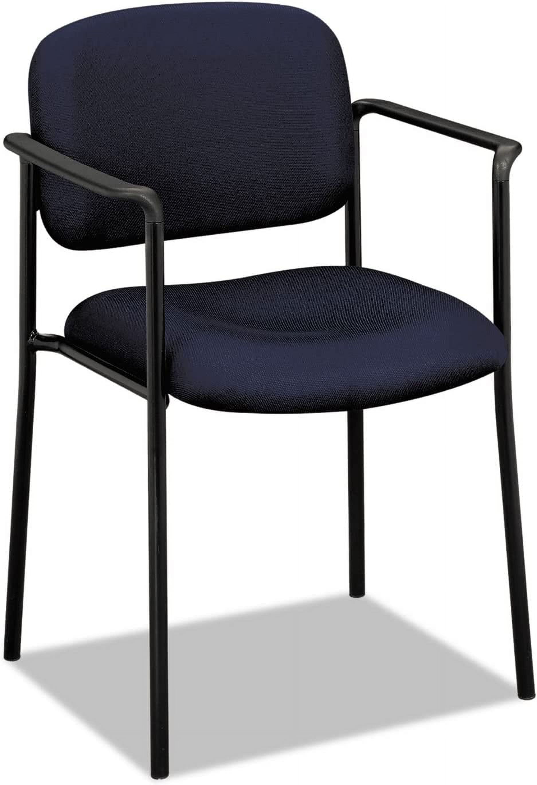 Navy Fabric Mid-Back Stackable Metal Guest Chair with Fixed Arms