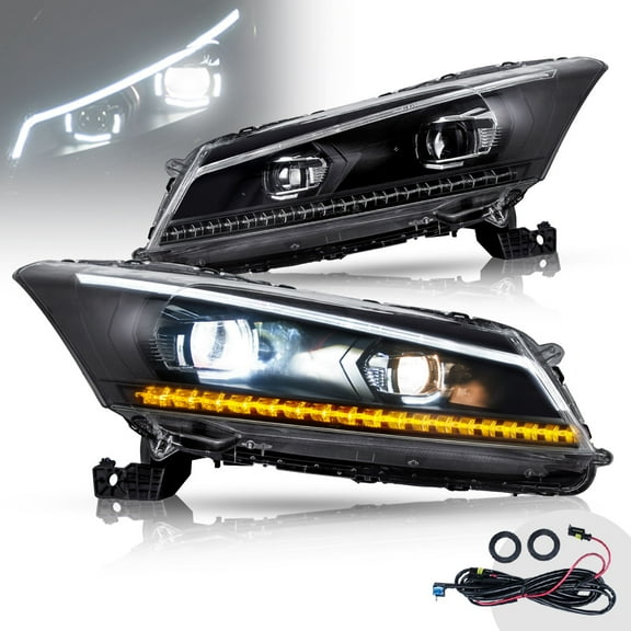 VLAND Dual Beam Headlights for Honda Accord LX EX LX-P EX-L Sedan 4-Door 2008 2009 2010 2011 2012