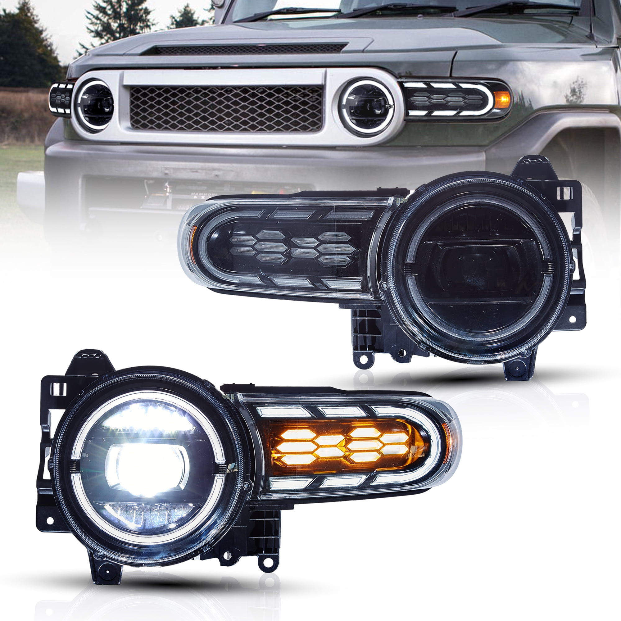 VLAND LED Dual Beam Headlights for 2007 2008 2009 2010 2011 2012 2013 ...