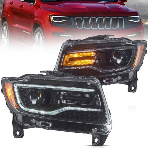 VLAND LED Dual Beam Headlights for 2011 2012 2013 Jeep Grand Cherokee (WK2)