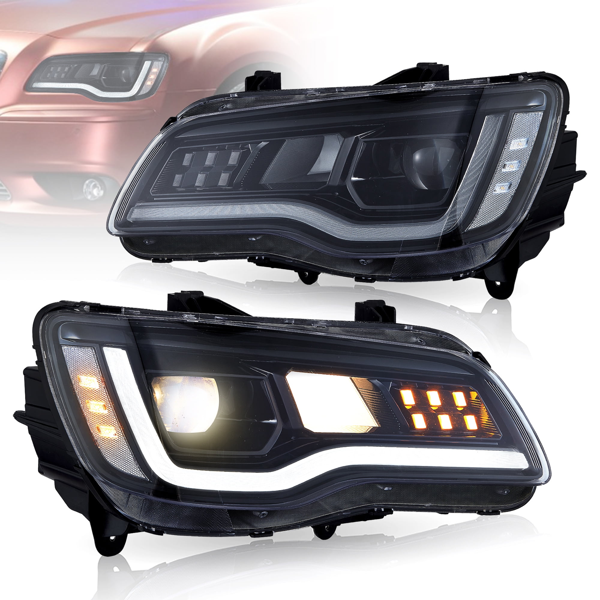 VLAND LED Dual Beam Headlights for Chrysler 300 2011-2023 Front Lamps ...