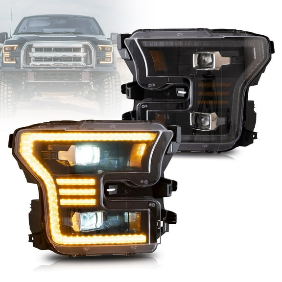 VLAND LED Headlights Assembly with Amber DRL for 2015 2016 2017 Ford F150 F-150 XLT XL SSV Platinum Limited Lariat King Ranch