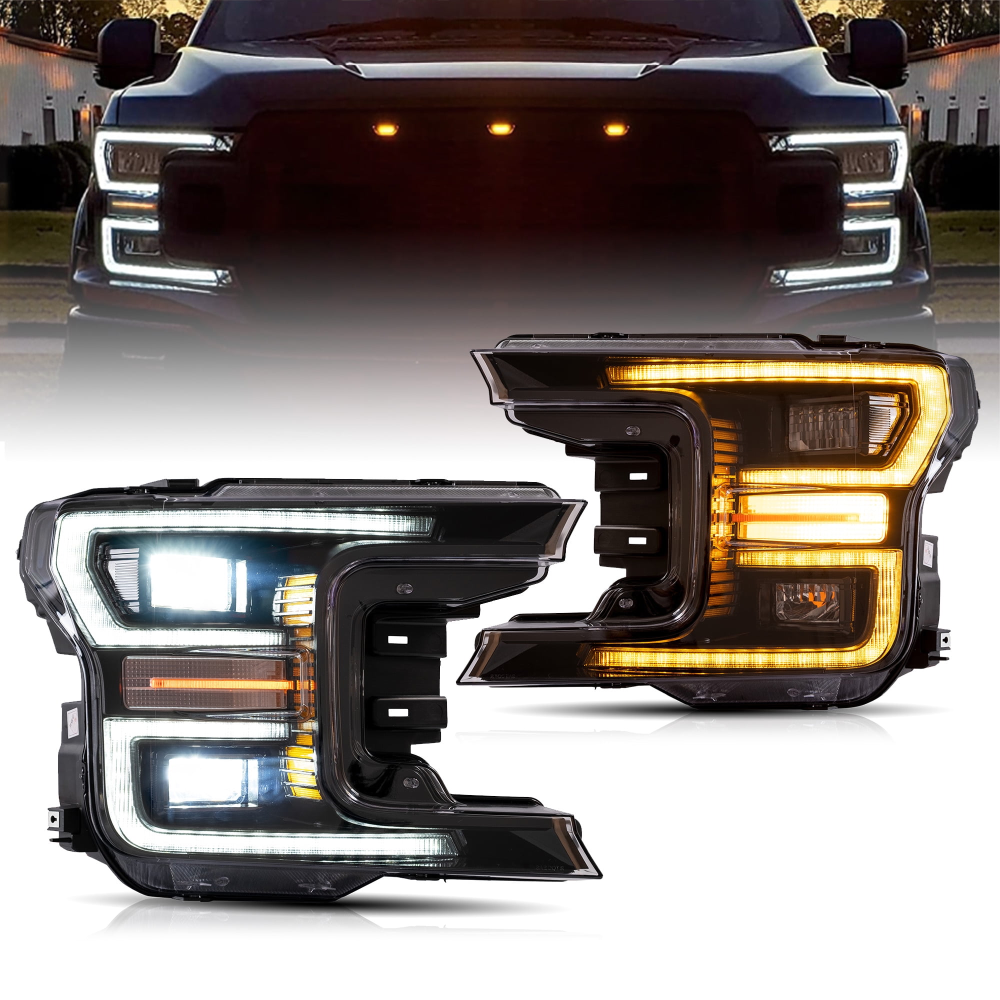 VLAND LED Headlights for 2018 2019 2020 Ford F150 XLT XL SSV Police Responder Platinum Limited Lariat King Ranch with Animation