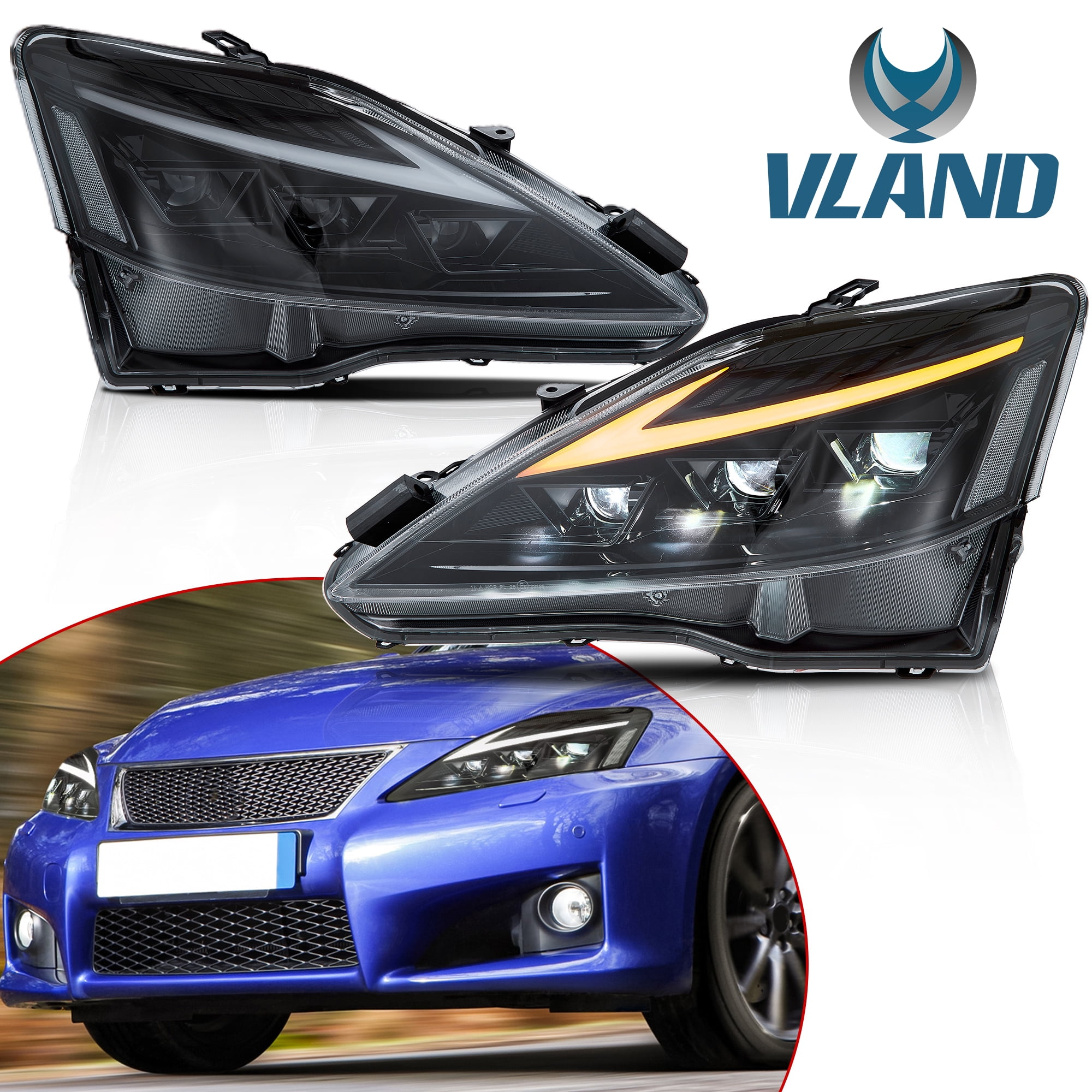 VLAND LED Projector Headlights For 2006-2012 Lexus IS250 IS250C