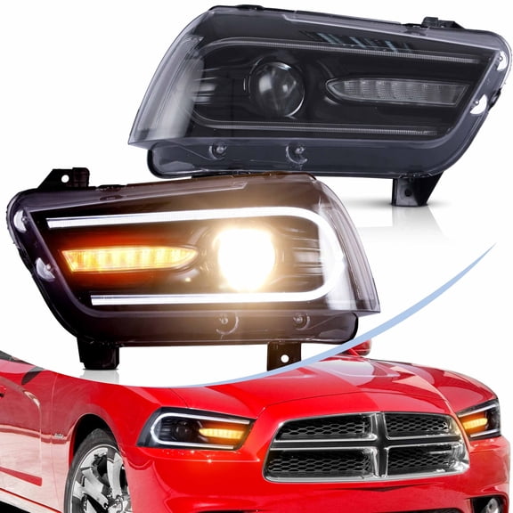 VLAND LED Projector Headlights For Dodge Charger 2011-2014 Sequential Front Lamp
