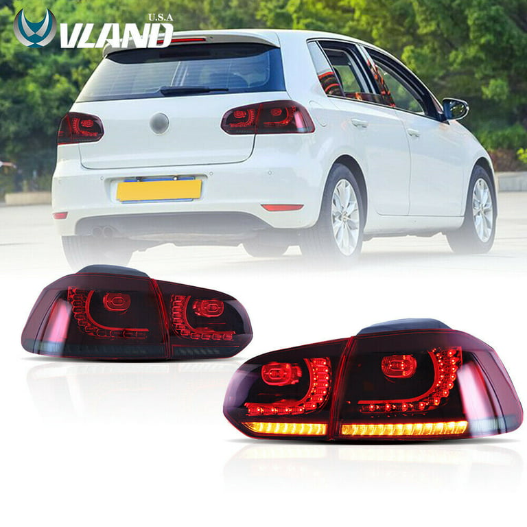VLAND LED Red Smoked Tail Lights for VW Volkswagen Golf 6 MK6 GTI